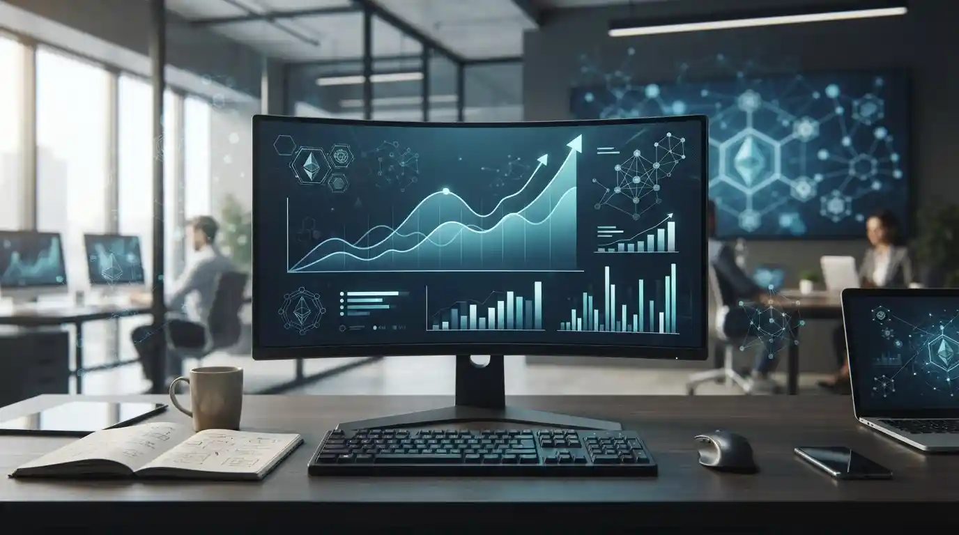 Digital marketing analytics dashboard representing cryptocurrency SEO and online visibility