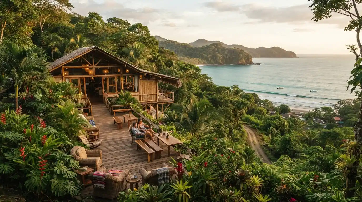 Tropical hotel setting surrounded by rainforest near Drake Bay on Costa Rica's Pacific coast