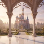 Enchanting luxury view of the Sleeping Beauty Pavilion with elegant architecture and fairytale atmosphere