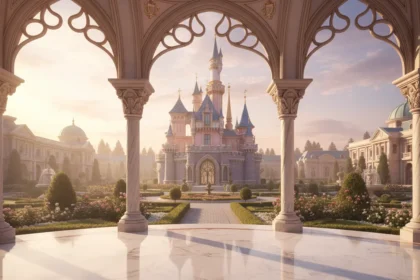 Enchanting luxury view of the Sleeping Beauty Pavilion with elegant architecture and fairytale atmosphere