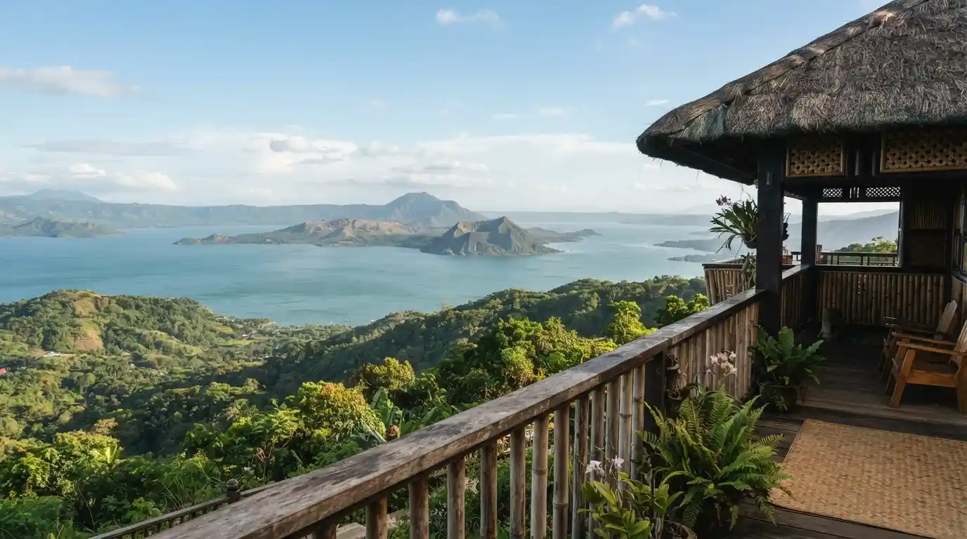 Scenic Philippine landscape near Manila with Taal Lake and tropical surroundings