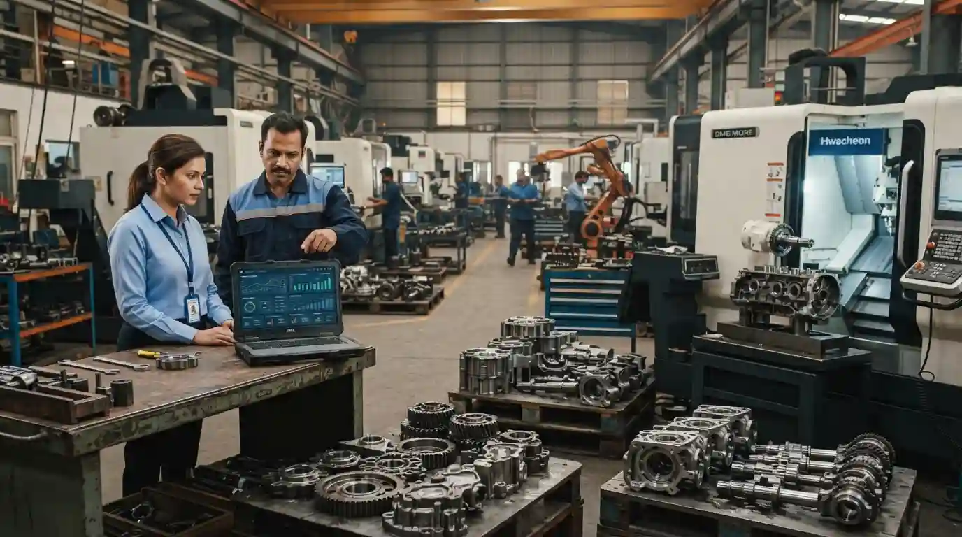 Rajkot automotive manufacturing environment with digital marketing and business analytics elements
