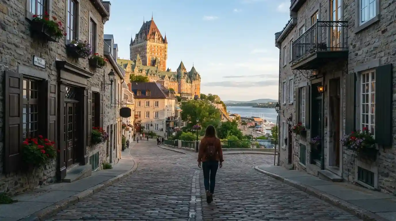 Historic Old Quebec street with Château Frontenac and scenic city views