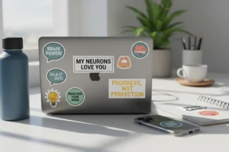 Funny mental health stickers featuring humorous designs and science-inspired elements promoting mental wellness