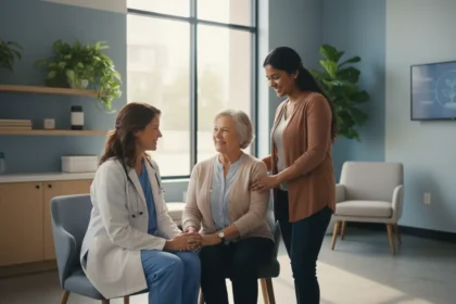 Compassionate doctors and nurses providing patient-centered care inside Iona Medical Clinic, symbolizing trust and a hopeful future.