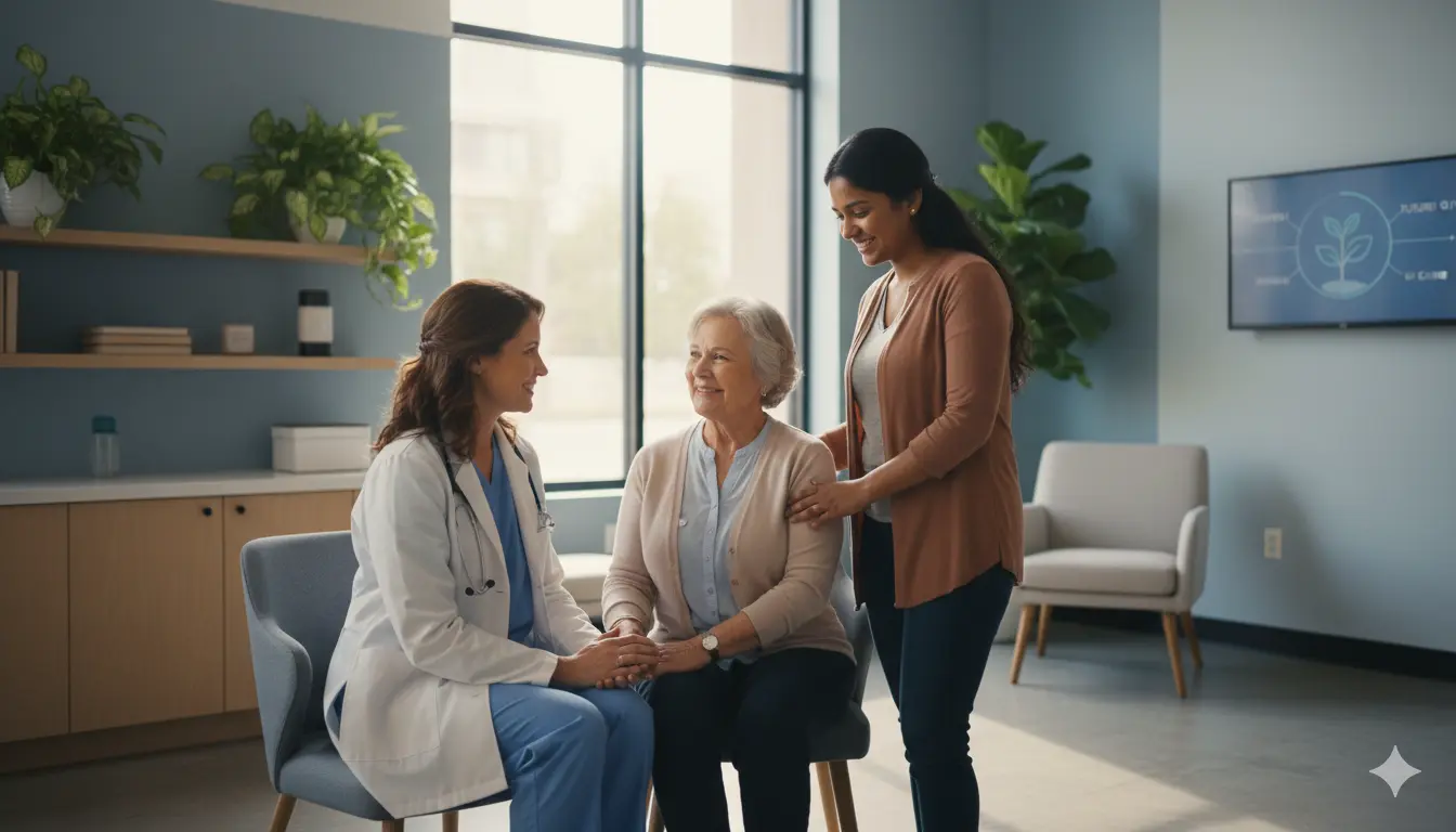 Compassionate doctors and nurses providing patient-centered care inside Iona Medical Clinic, symbolizing trust and a hopeful future.