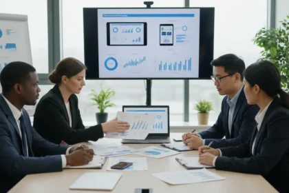 Pharmaceutical marketing professionals analyzing data and planning effective marketing strategies for drug companies.