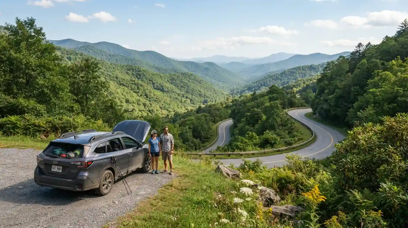 Lush Great Smoky Mountains landscape during a summer vacation in Tennessee