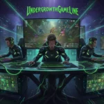 UndergrowthGameLine online gaming event featuring competitive esports players and a futuristic virtual gaming arena