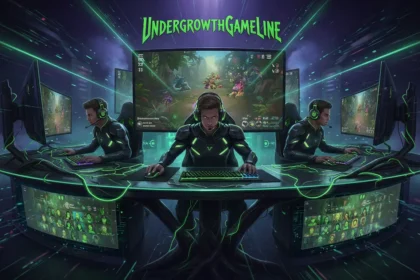 UndergrowthGameLine online gaming event featuring competitive esports players and a futuristic virtual gaming arena