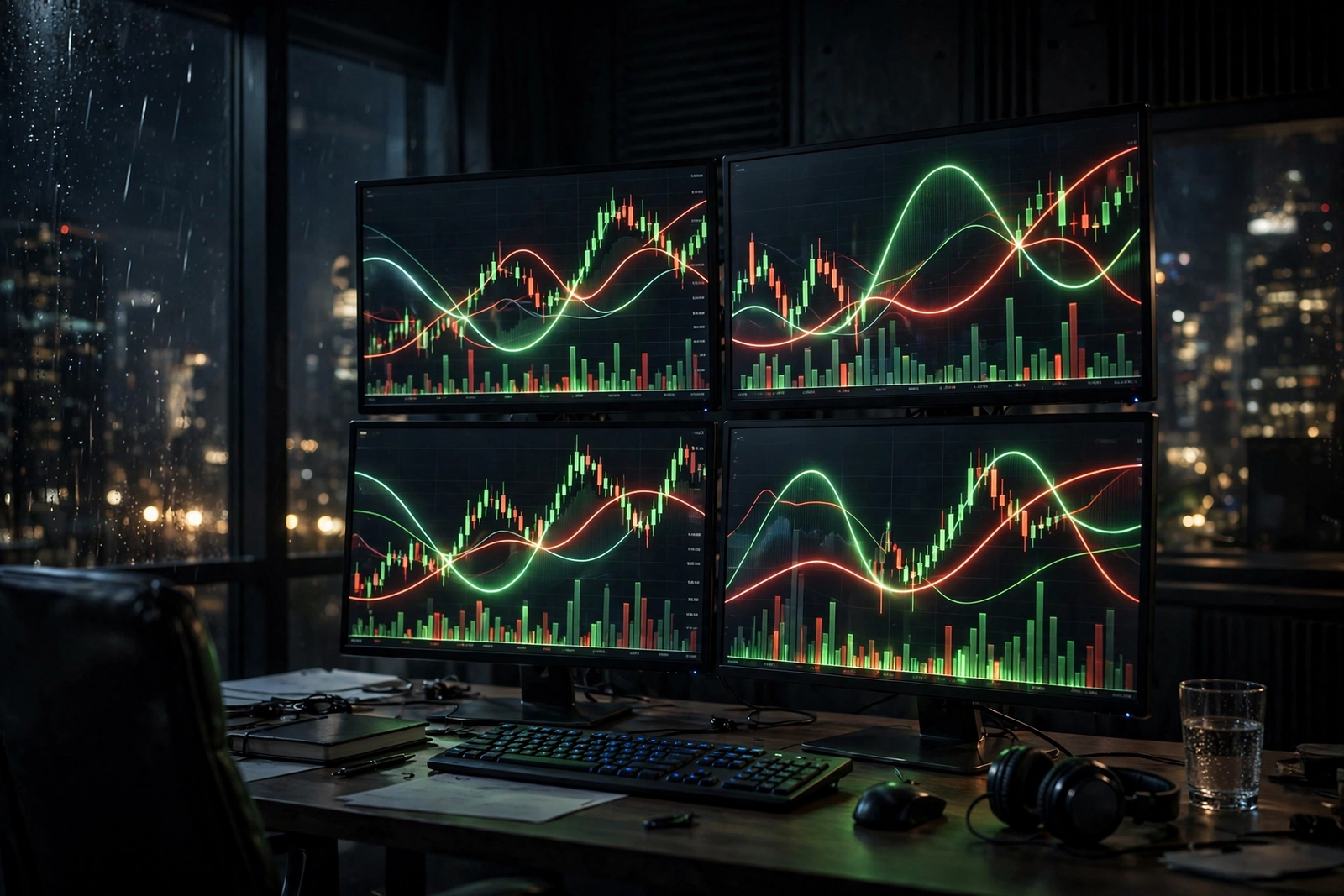 Stock market monitors displaying live trading charts for beginners learning to invest