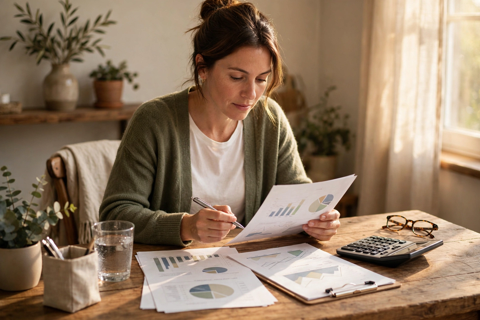 Person reviewing retirement savings documents with calculator on desk — Roth IRA vs traditional IRA comparison guide 2026